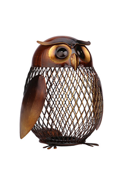 choice2 Owl Shaped Owl Shaped Metal Coin Money Saving Box Cute Piggy Money Bo...