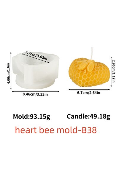 Choice1 heart bee-B38 Bee Honeycomb Candle Mold Silicone Heart & Flower & Gre...
