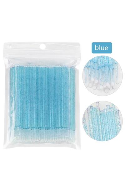 Choice3 C539-glitter blue 100Pcs Eyelash Cleaning Brush Lash Extension Micro ...