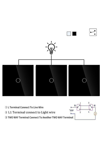 Choice1 black 1gang 3way 2way 3way 1gang Touch Switch Wall Light Switches No ...
