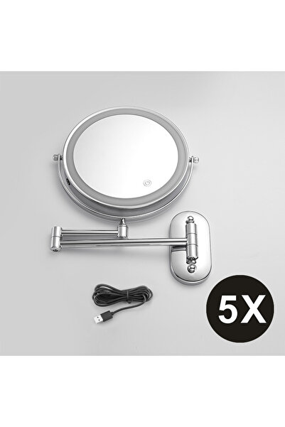 Choice5 مرآة مكياج كرومية مقاس 8 بوصات، مكبرة 3x/5x/7x/10x، قابلة للشحن عبر م...