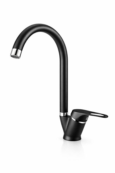 RocciArmatur صنبور مطبخ من الكروم الأسود مع أنبوب من البلاستيك الأسود، صنبور ...