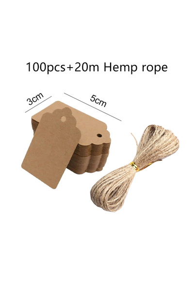 Choice9 As shown in figure 100FXBL brown 20m 50/100pcs Blank Hang Tags Kraft ...