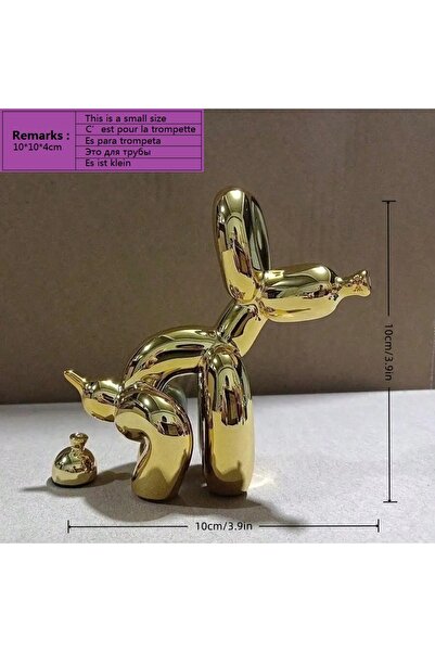 Choice1 Small golden Modern Art Squat Balloon Dog Animal Decorative Statue, S...