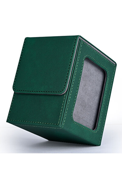 Choice4 علبة تخزين بطاقات التداول باللونين الأخضر والرمادي مع نافذة عرض، تتسع...