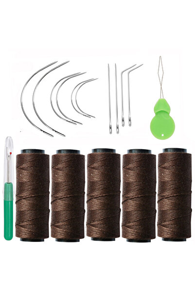 Choice4 17 قطعة من الإبر والخيوط البنية الداكنة لوصلات الشعر، خيوط خياطة وصلا...
