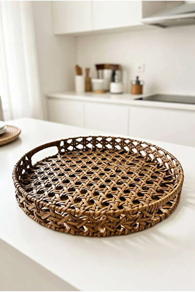 FH finehome Globy Yuvarlak Rattan Tepsi Büyük