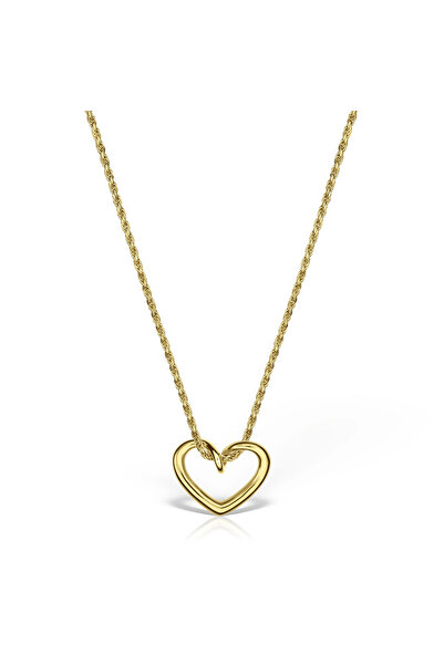 Mestimo Rope Necklace in Silver Plated with Gold and Heart Pendant