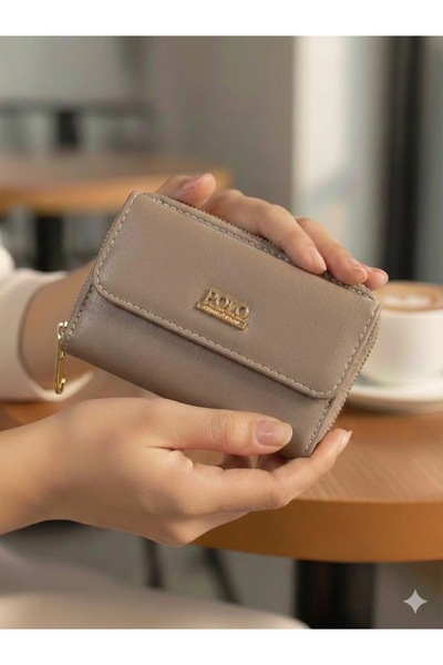 PurpleART Women's Medium Faux Leather Wallet with Polo Emblem 9 x 13 x 5 cm