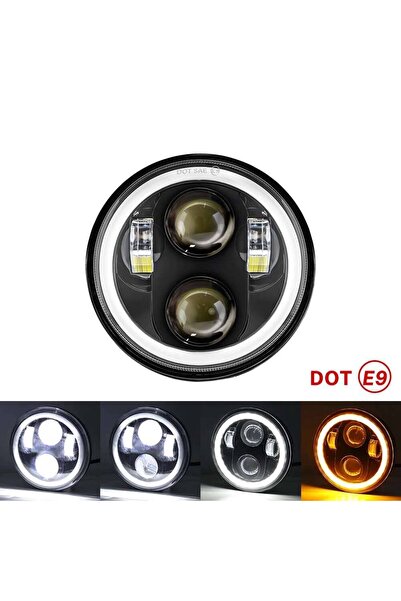 Choice مصباح أمامي أسود للدراجات النارية مقاس 5.75 بوصة بتقنية LED مع حلقة إض...