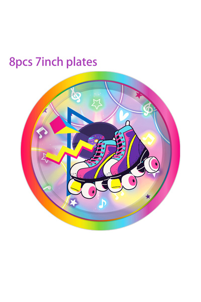 choice2 MM251-8pcs 7inch Cartoon Roller Skating Party Disposable Tableware Se...