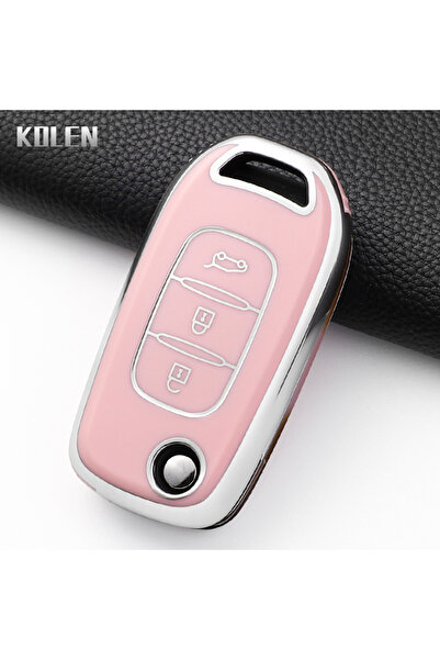 Choice13 غطاء مفاتيح سيارة قابل للطي من مادة TPU باللون الوردي الفاتح، مناسب ...