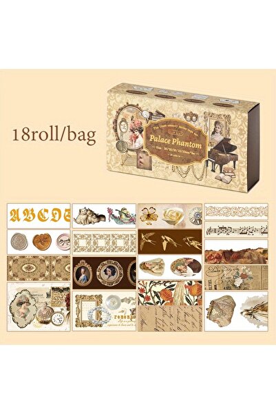 choice2 مجموعة من 3 أشرطة واشي قوطية عتيقة، 18 لفة، لتزيين سجلات القصاصات، وا...