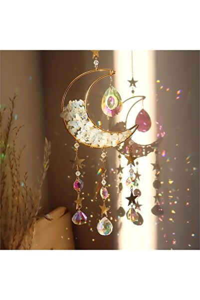 Choice3 قطعة واحدة من كريستال الجمشت الأبيض على شكل هلال، منشور كريستالي يلتق...