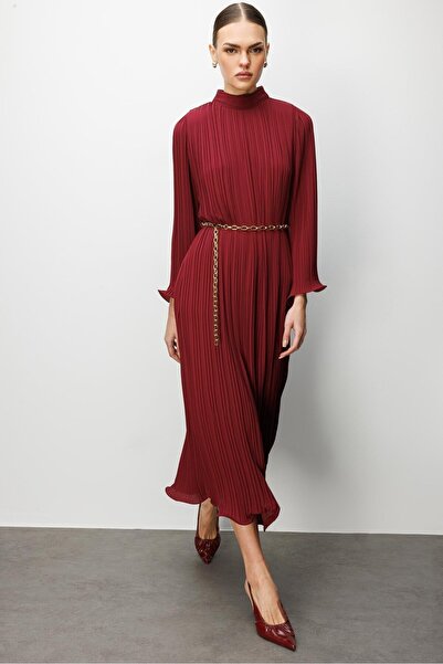 Moda İlgi MODAİLGİ ZİNCİR KEMERLİ ELBİSE 60056 Kırmızı