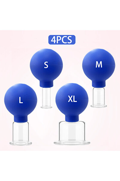 Choice9 أكواب تدليك الجسم الزرقاء (4 قطع) - أكواب شفط للوجه - حجامة لشد بشرة ...