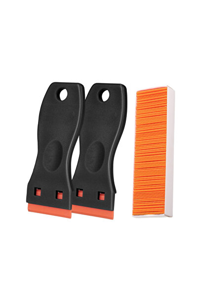 Choice7 قطعتان سوداوان و100 قطعة من مكاشط البلاستيك متعددة الوظائف لتنظيف زجا...