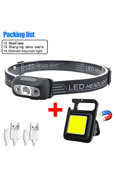 Choice1 black 1PC with 500mAh Mini LED Headlamp USB Rechargeable Headlight Wa...