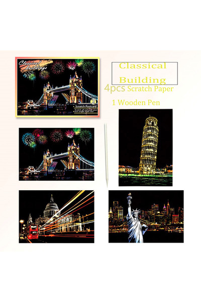 Choice1 Classic Building 20*14cm DIY Night Scene Painting Scratch Colorful Dr...