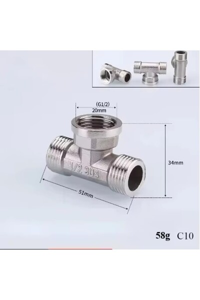 Choice10 1/2" Male Female Male Tee 201/304 Stainless Steel 1/2", 3/4" BSP Thr...