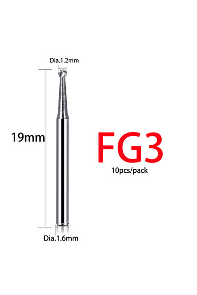 Choice8 مجموعة من 10 قطع من مثقاب كربيد التنجستن FG3 للأسنان، مقاسات 1/2/3/4/...