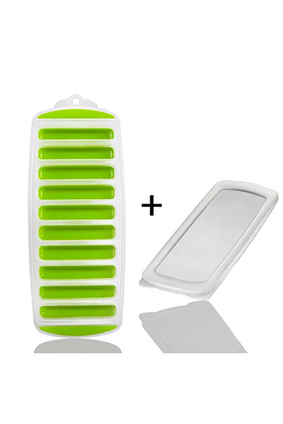 Choice1 green Pop Out Plastic Ice Cube Tray with Lid Reusable Ice Stick Tray ...