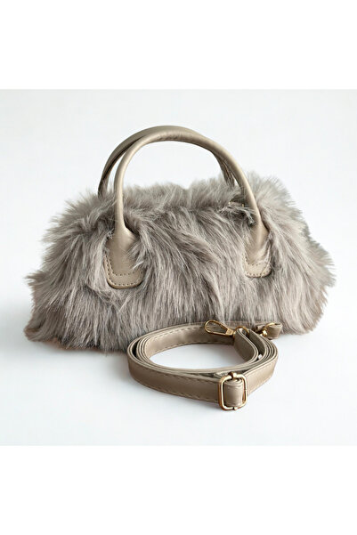 SÜYA Çanta & Kemer Kadın Bebek Cüzdanlı Kürk Peluş Kumaşlı El ve Omuz çantası