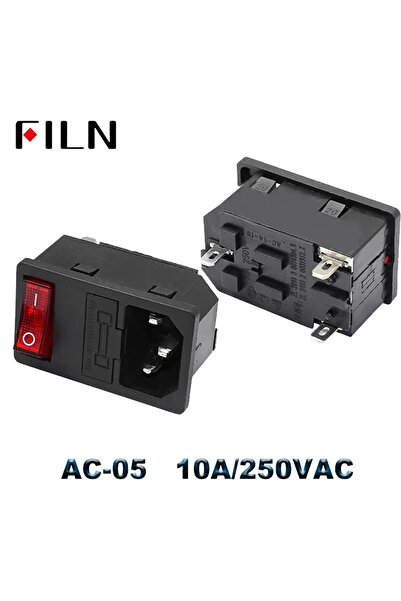 Choice18 AC-05 IEC320 C14 Electrical AC Sket 3 pin red LED 250V 10A fuse fema...
