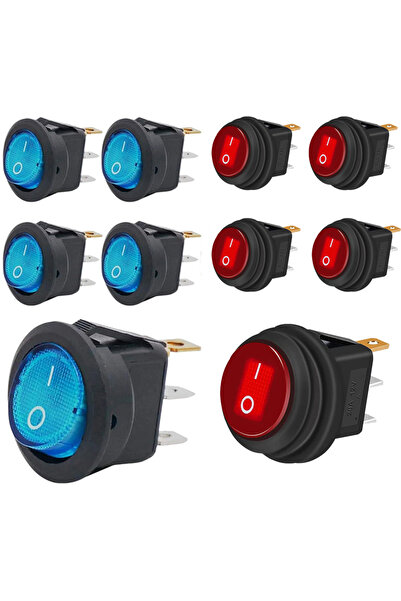 Choice1 8pcs blue red mix 8pcs KCD1 On/Off 3-Pin 2-Position Snap 20A 12V Red ...