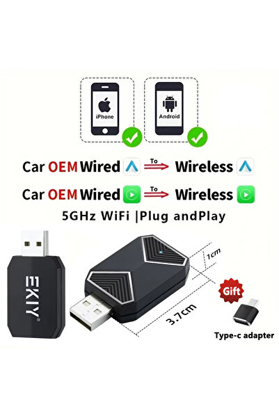 choice2 EC-10 EKIY 2in1 Wireless CarPlay Dongle Wireless Android Auto Adapter...