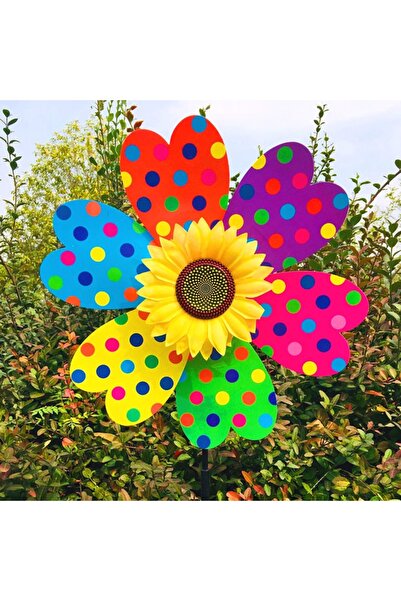 Choice4 طاحونة هوائية على شكل زهرة عباد الشمس، دوارة، مثبتة على وتد، مناسبة ل...