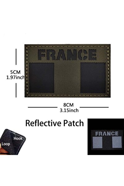 Choice4 HK110-02 رقعة مطرّز بشعار علم فرنسا، شارة فرنسية عاكسة للأشعة تحت الح...