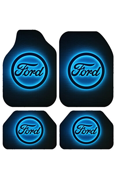 Pixel Dizayn Ford Logolu Oto Halı Paspas 4 Parça Set Kaymaz Dot Taban Siyah A...