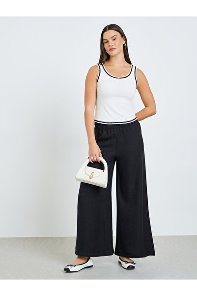 Take Two By Styli Women Black Smocked Waist Oversized Fit Pants