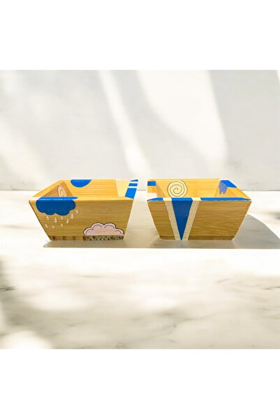 pinaart 2-Piece Special Design Square Bowl, Bamboo Presentation 8X8X4 cm