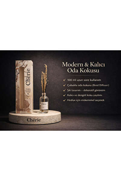 Mon Chérie Essence İstanbul , Bambu Çubuklu Oda Kokusu 100ml , Misk Koku Nota...