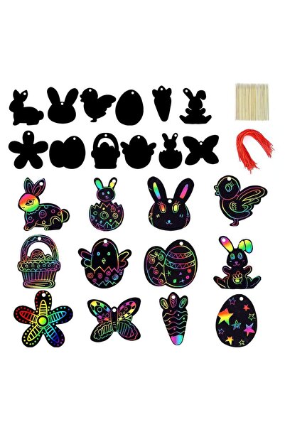 Choice4 style G 12pcs Easter Magic Scratch Paint Easter Eggs Crafts DIY for M...