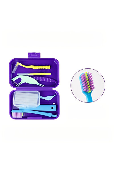 Choice طقم تنظيف أسنان تقويمي محمول للسفر باللون الأرجواني، فرشاة أسنان قابلة...