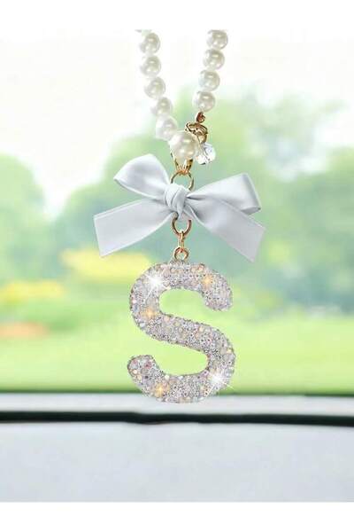 Choice11 silvery S Creative Diamond Fashionable Bow Letter Car Pendant Car Re...