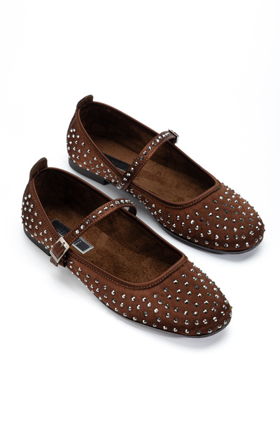 RİSSOLİ Kadın Kahve Saten Baretli Taş Detaylı Günlük Ayakkabı