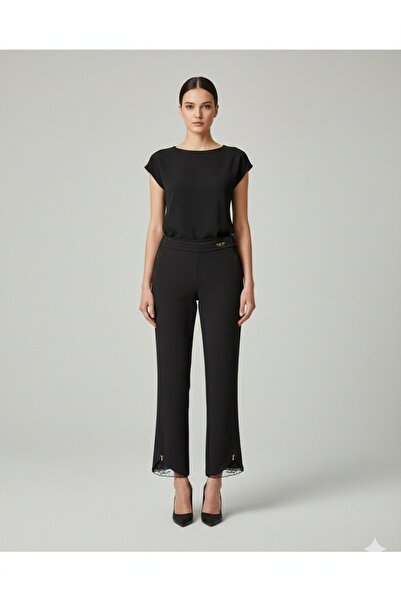 Ekol Paçası Dantel Detaylı Pantolon 4922