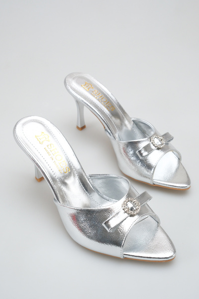 BUNİPARK Parker Women's Thin Heeled Pointed Toe Slippers with Buckle Detail o...