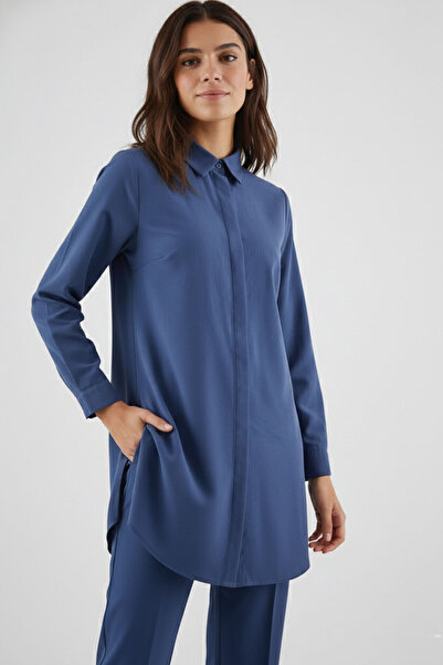 Şiir Elora Comfortable Fit Hidden Button Terikoton Boyfriend Women's Shirt & ...