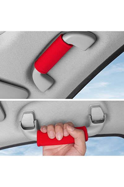 Choice3 red Trendy Car Hand Pull Cover Roof Top Protective Cover Roof Armrest...