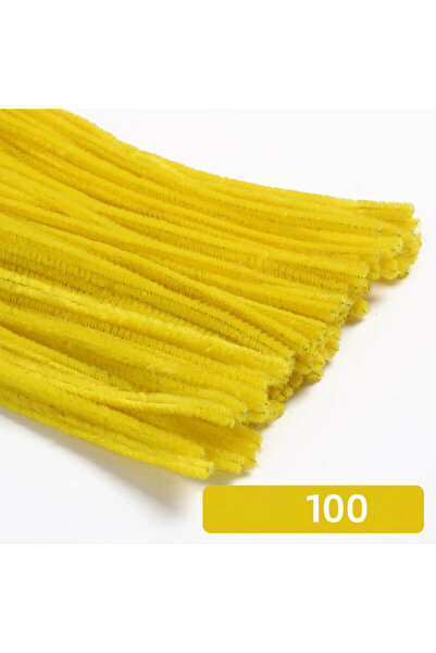 Choice4 100 قطعة من أعواد نسيج الشنيل الصفراء بطول 30 سم، منظفات أعواد، ألعاب...