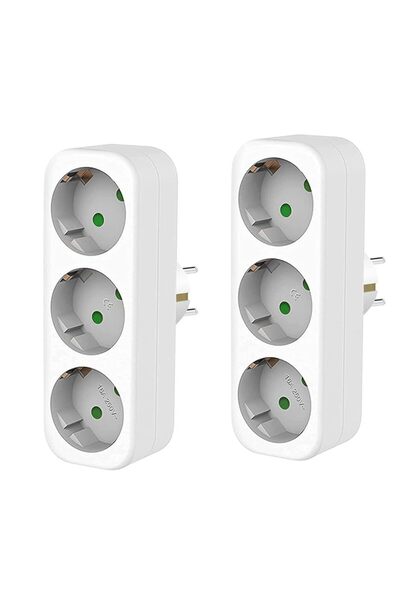 Choice 250 فولت، قابس أوروبي ثلاثي، قطعتان، أبيض، 1/2 قطعة، وصلة جدارية، محول...