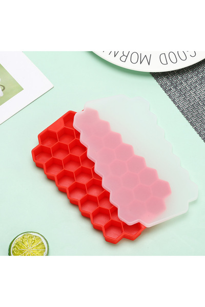 Choice7 Red with lid Ice Block Mold Honeycomb Silicone Ice Block Ice Tray Mou...