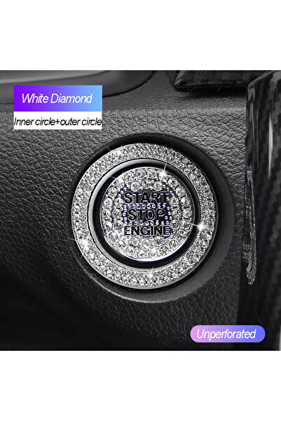 Choice7 طقم من قطعتين من أزرار تشغيل السيارة البيضاء غير المثقبة، ملصقات ماسي...