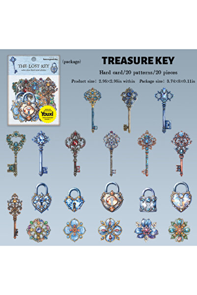choice2 A JIANQI 20 pcs Flower lock key sticker pack Stickers Labels Decorati...