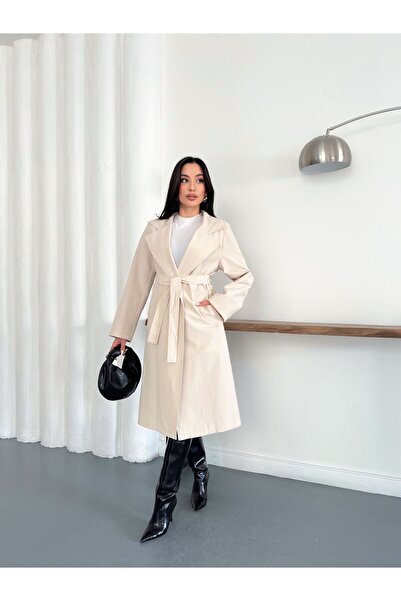 Ekim Store Long Trench Coat with Cape Belt